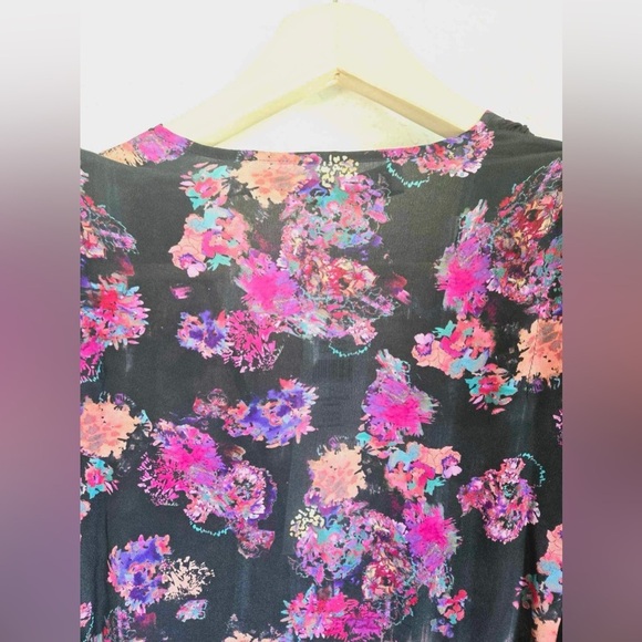 IRO Women's Pink and Black Long Sleeve V Neck Silk Blouse New Size XS - Picture 8 of 14